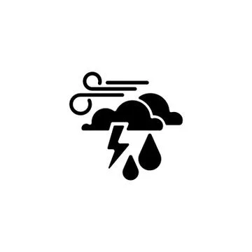 Web icon. Haze (storm), clouds, wind and rain. Thunderclouds, Windy weather Stock Illustration