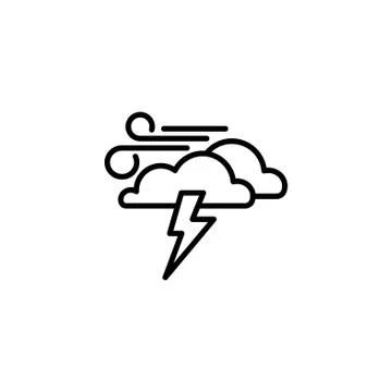 Web icon. Haze (storm). Lightning, clouds and wind. Windy weather Stock Illustration