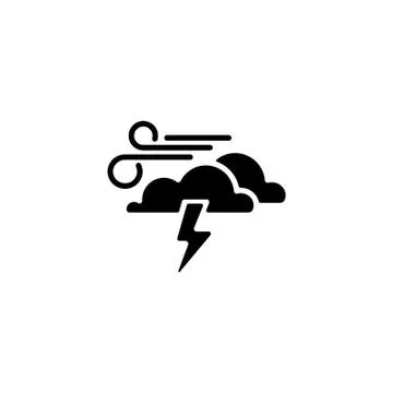 Web icon. Haze (storm). Lightning, clouds and wind. Windy weather Illustrazione stock