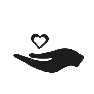 Web icon. Hearts in hand. On white background. Stock Illustration