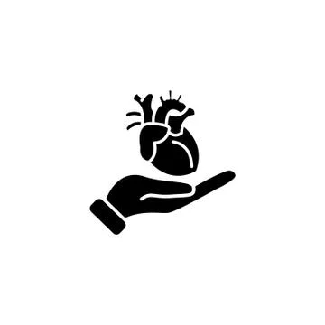 Web icon. Human heart in hand black on white background Stock Illustration