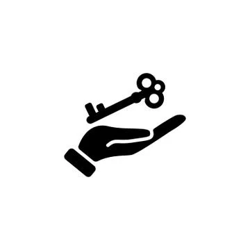 Web icon. Key in hand black on white background Stock Illustration