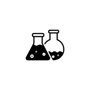 Web icon. Laboratory flasks black on white background Stock Illustration