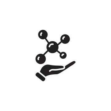 Web icon. Molecule in hand black on white background Illustrazione stock