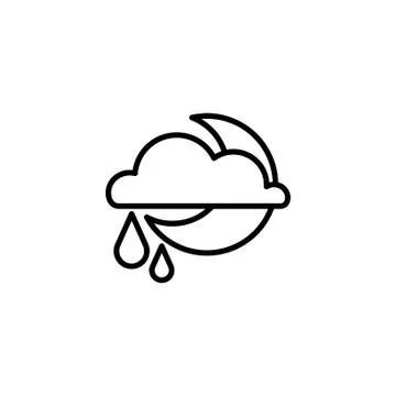 Web icon. Moon, clouds and rain. Night rain Stock Illustration