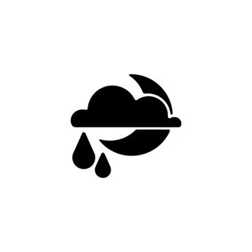 Web icon. Moon, clouds and rain. Night rain Stock Illustration