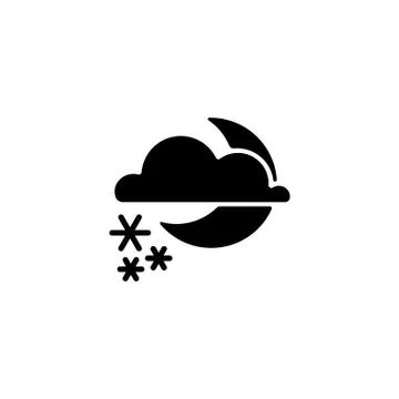Web icon. Moon, clouds and snow. Night snow Stock Illustration