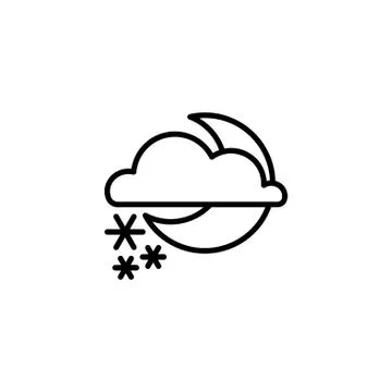 Web icon. Moon, clouds and snow. Night snow Stock Illustration