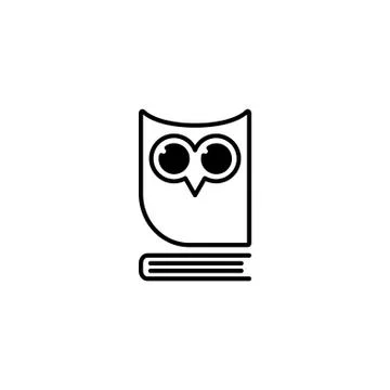 Web icon. Owl on the book, logo, education emblem Stock Illustration