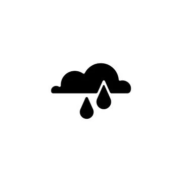 Web icon. Rain Cloud black on white background Stock Illustration