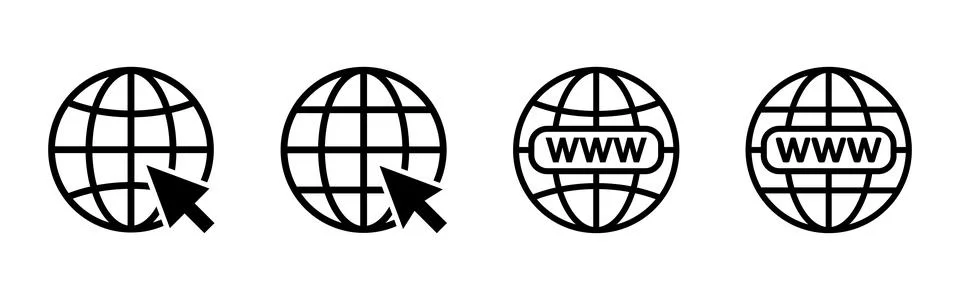 Web icon set. go to web icon. web click icon Illustrazione stock