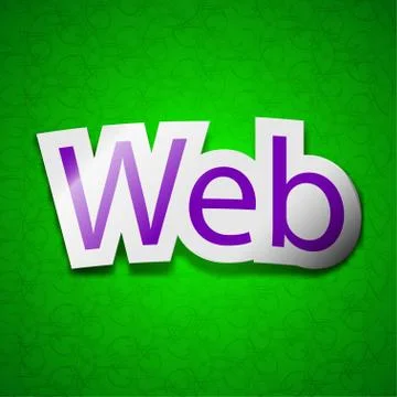 Web icon sign. Symbol chic colored sticky label on green background. Stock-Illustration