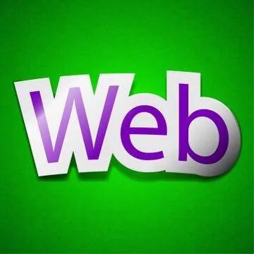 Web icon sign. Symbol chic colored sticky label on green background. Stock-Illustration