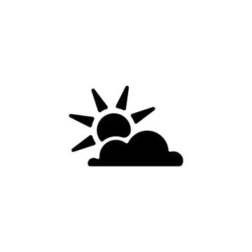 Web icon. Sun and clouds black on white background Stock Illustration