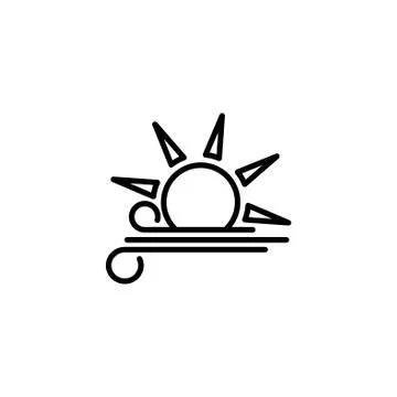 Web icon. Sun and wind, Windy weather Illustrazione stock