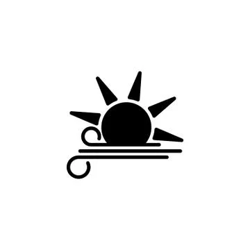 Web icon. Sun and wind, Windy weather Illustrazione stock