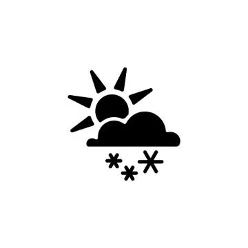 Web icon. Sun, clouds and snow black on white background Stock Illustration
