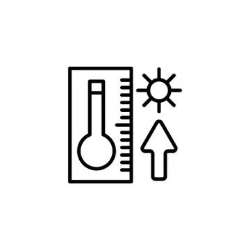 Web icon. Thermometer with high temperature black on white background Stock Illustration