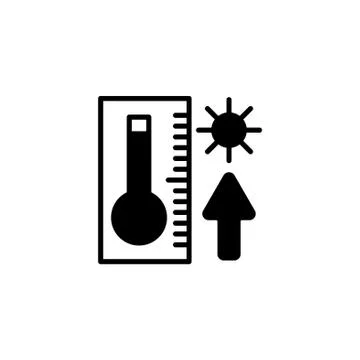Web icon. Thermometer with high temperature black on white background Stock Illustration