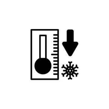 Web icon. Thermometer with low temperature black on white background Stock Illustration