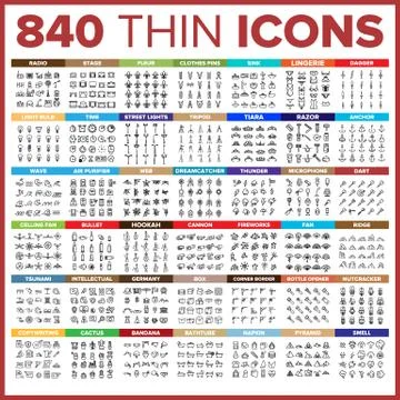 Web Icon Thin Line Big Set Vector イラスト素材
