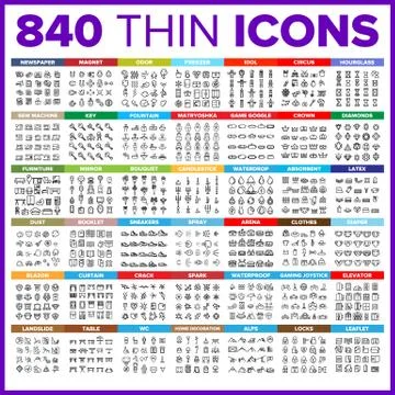 Web Icon Thin Line Big Set Vector Stock Illustration