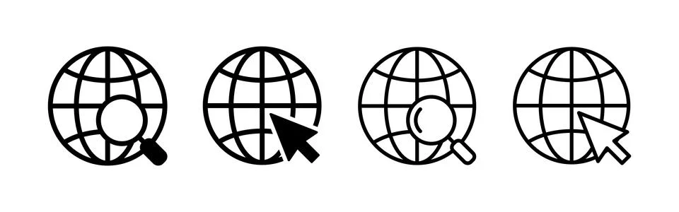 Web icon vector. go to web sign and symbol. web click icon. Global search ico Stock Illustration