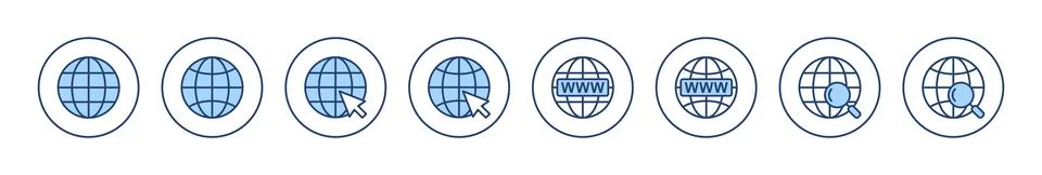 Web icon vector. go to web sign and symbol. web click icon. Global search ico Stock Illustration