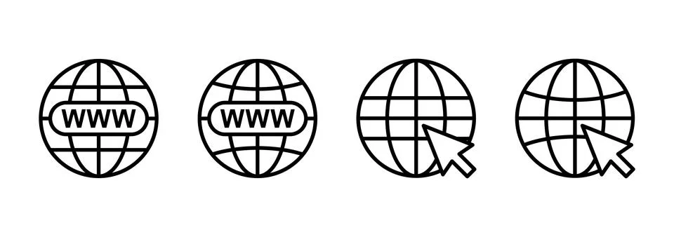Web icon vector. go to web sign and symbol. web click icon. Global search ico Illustrazione stock