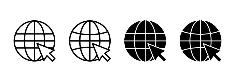 Web icon vector. go to web sign and symbol. web click icon. Global search ico Illustrazione stock
