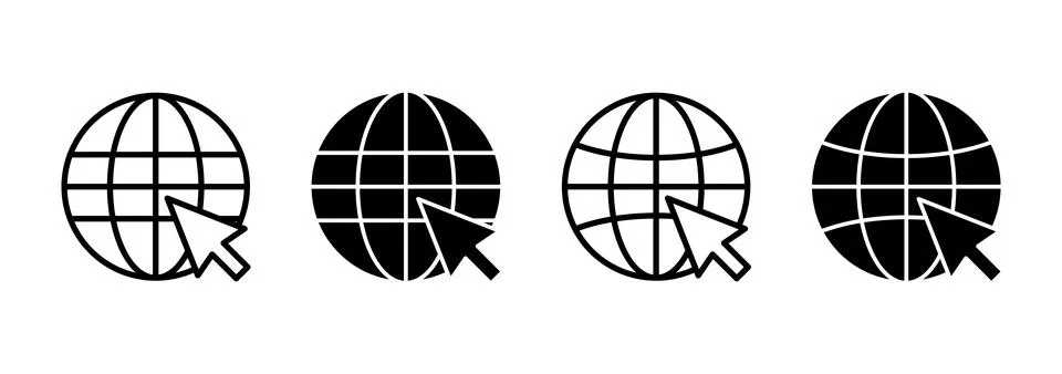 Web icon vector. go to web sign and symbol. web click icon. Global search ico Illustrazione stock