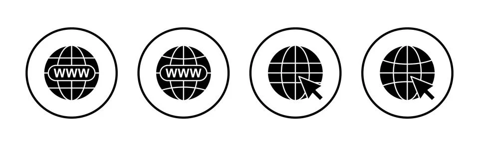 Web icon vector. go to web sign and symbol. web click icon. Global search ico Illustrazione stock