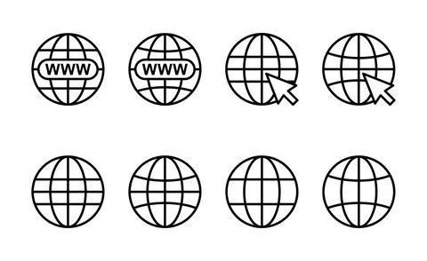 Web icon vector. go to web sign and symbol. web click icon. Global search ico Illustrazione stock
