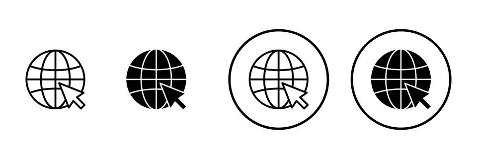 Web icon vector. go to web sign and symbol. web click icon. Global search ico Illustrazione stock