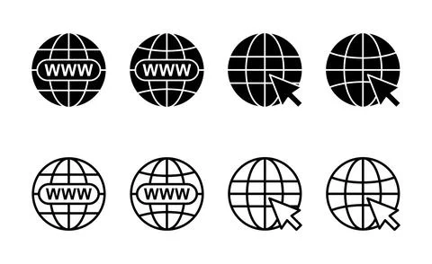 Web icon vector. go to web sign and symbol. web click icon. Global search ico Illustrazione stock