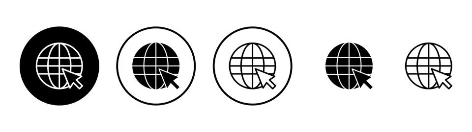 Web icon vector. go to web sign and symbol. web click icon. Global search ico Illustrazione stock