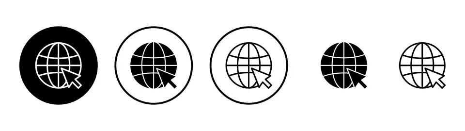 Web icon vector. go to web sign and symbol. web click icon. Global search ico Illustrazione stock