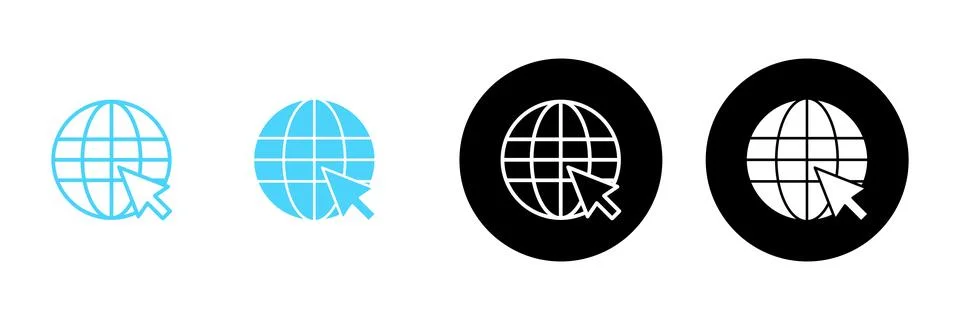 Web icon vector. go to web sign and symbol. web click icon. Global search ico Stock Illustration