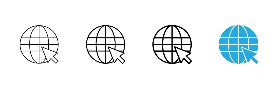 Web icon vector. go to web sign and symbol. web click icon. Global search ico Stock Illustration