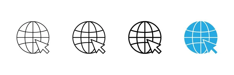 Web icon vector. go to web sign and symbol. web click icon. Global search ico Stock Illustration