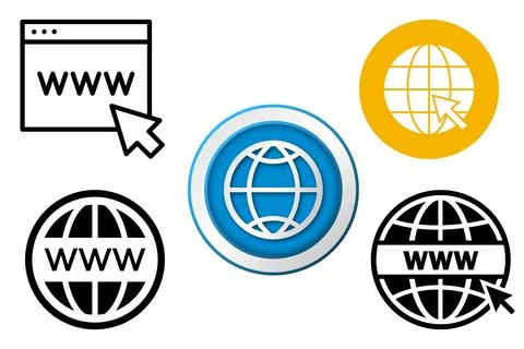 Web Icon vector illustration blue on white and white on blue isolated Stock Illustration