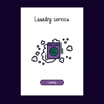 For the web icon of the washing machine for the Laundry service. Cartoon logo in Stock Illustration