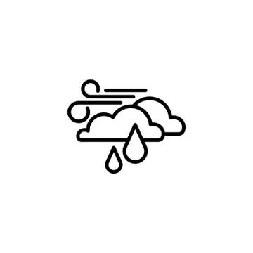 Web icon. Wind, clouds and rain black on white background Stock Illustration