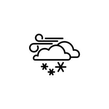 Web icon. Wind, clouds and snow black on white background Stock Illustration