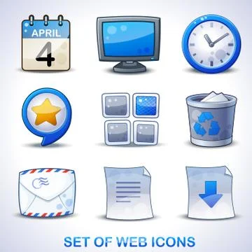 Web icons blue set Stock Illustration