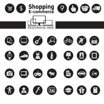 Web icons for e-commerce, shopping Stock Illustration