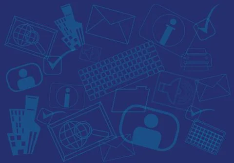 Web icons illustrations background on blue background Stock Illustration