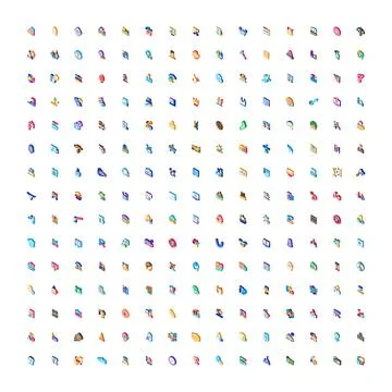 Web icons isometric digital set for various sectors Stock Illustration