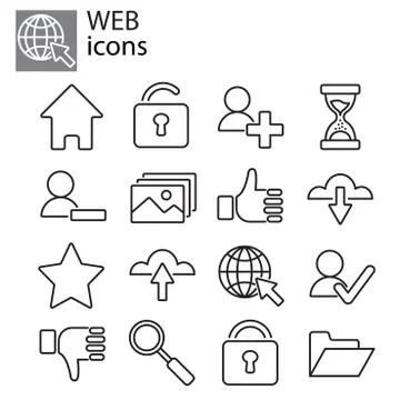 Web icons set - Basic web icons, web communication Stock Illustration