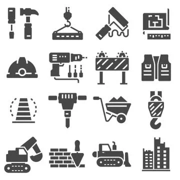 Web icons set - building, construction Ilustración de archivo